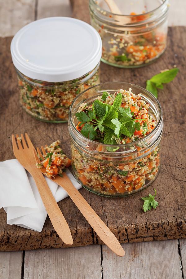 Mixed Quinoa In A Jar With Coriander Photograph by Eising Studio - Food Photo & Video