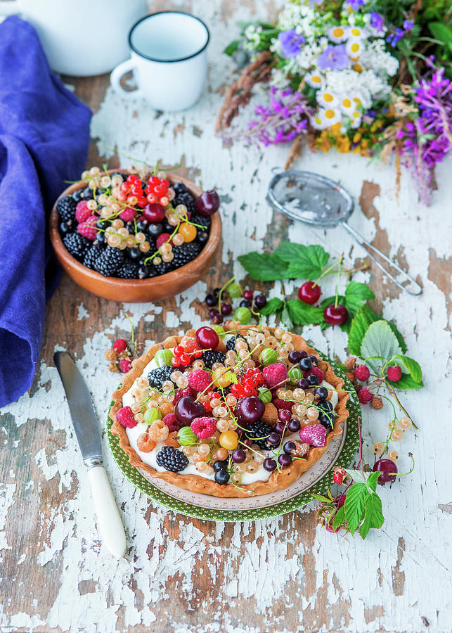 Mixed Summer Berry Pie Photograph by Irina Meliukh