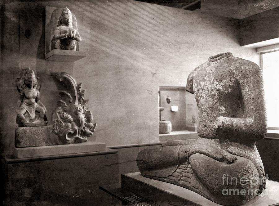 Mixed Treasures from Asia Sculptures Sepia  Photograph by Chuck Kuhn