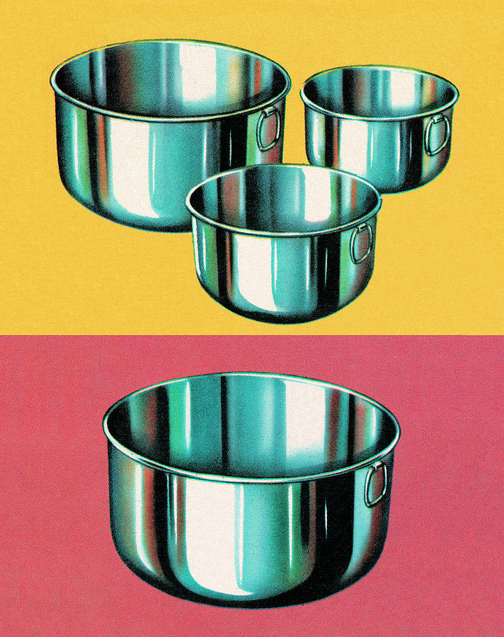 Vintage Drawing - Mixing bowls by CSA Images