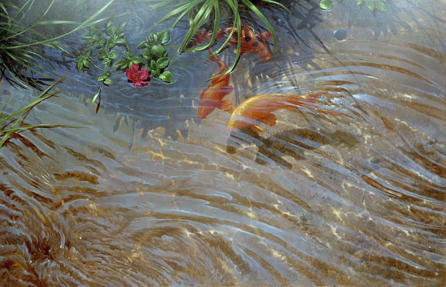 Goldfish Painting - Mja-oil-wwl-70112 by Michael Jackson
