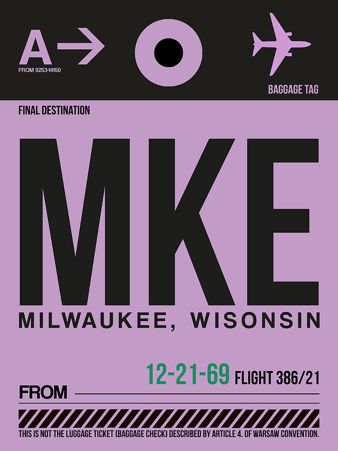 Milwaukee Digital Art - MKE Milwaukee Luggage  by Naxart Studio