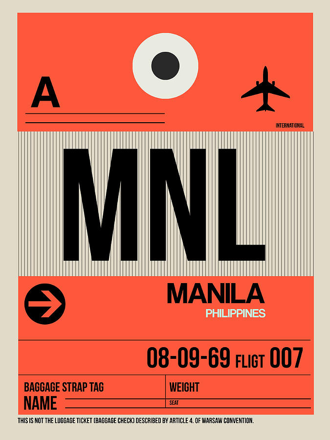 MNL Manila Luggage Tag I Digital Art by Naxart Studio