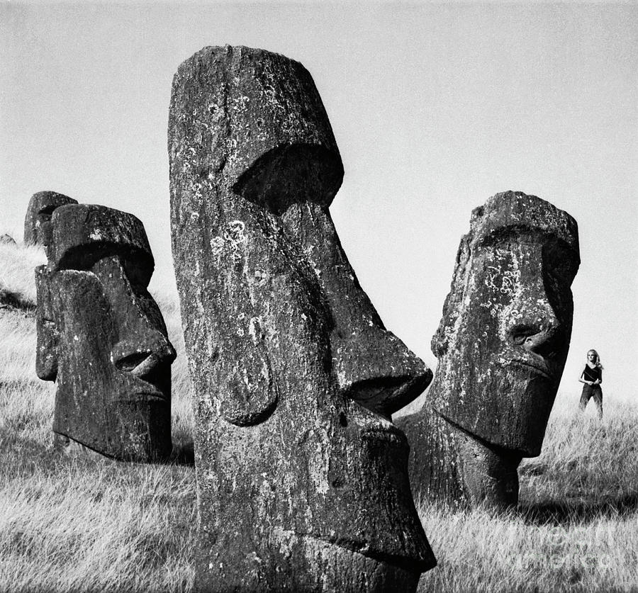 Moa Statues Near Quarry On Easter Island Photograph by Bettmann
