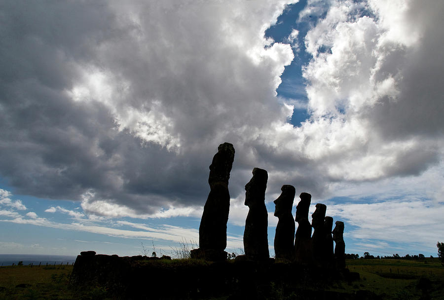 Moai Statues In Easter Island Digital Art by Bruno Cossa