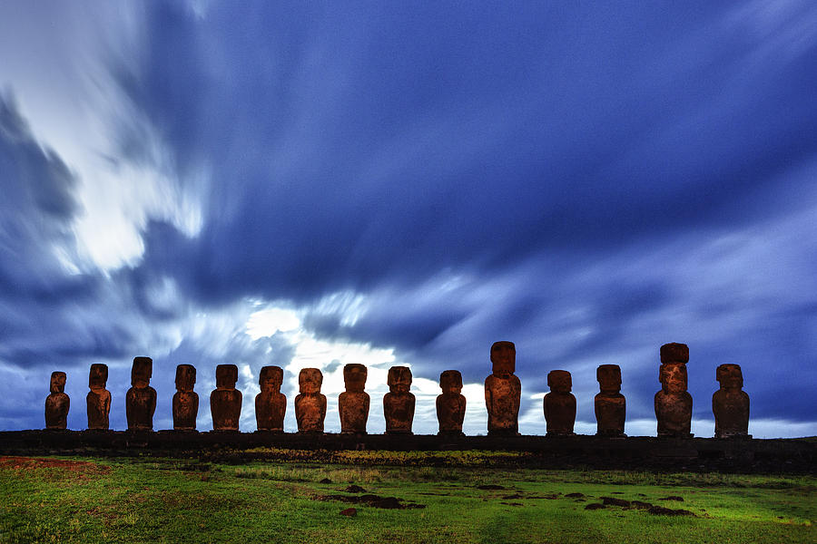 Moai Statues In Easter Island Digital Art by Ivano Fusetti