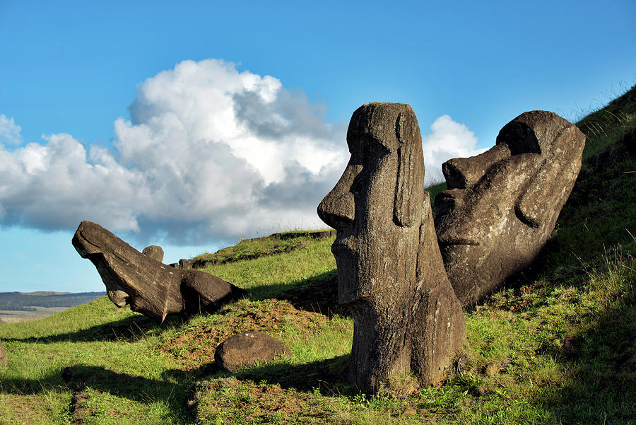 Moai Statues In Easter Island Digital Art by Sean Caffrey