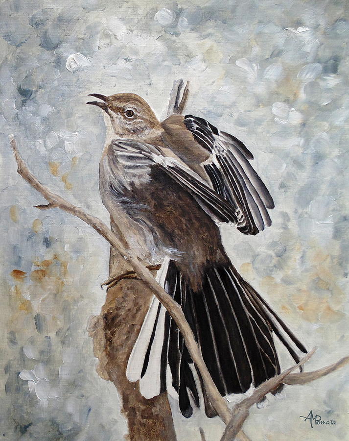Mockingbird Grandeur Painting by Angeles M Pomata