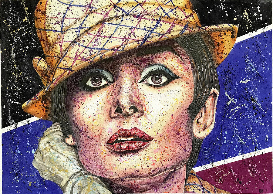 Mod 60's Audrey Hepburn Painting by Ritch Benford - Fine Art America