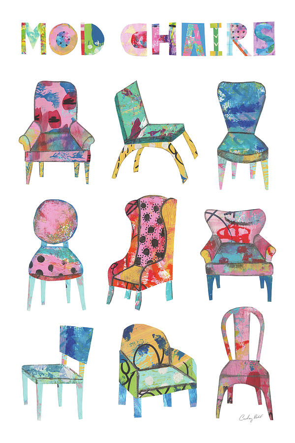 Vintage Mixed Media - Mod Chairs Nine Up by Courtney Prahl