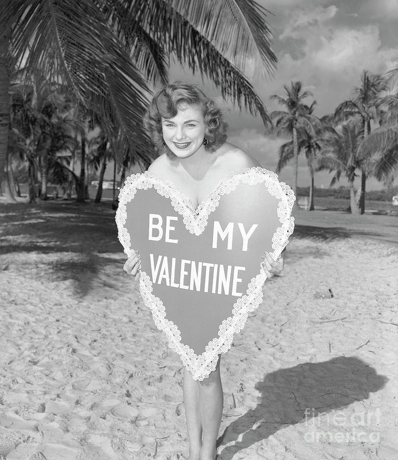 Model Covered By Large Valentine Card Photograph by Bettmann