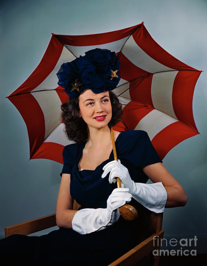 Model Frances White Holding Umbrella Photograph by Bettmann
