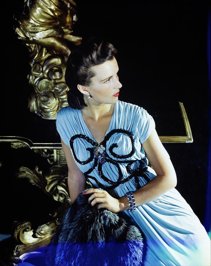 Model In A Bergdorf Goodman Dress Photograph by Horst P. Horst