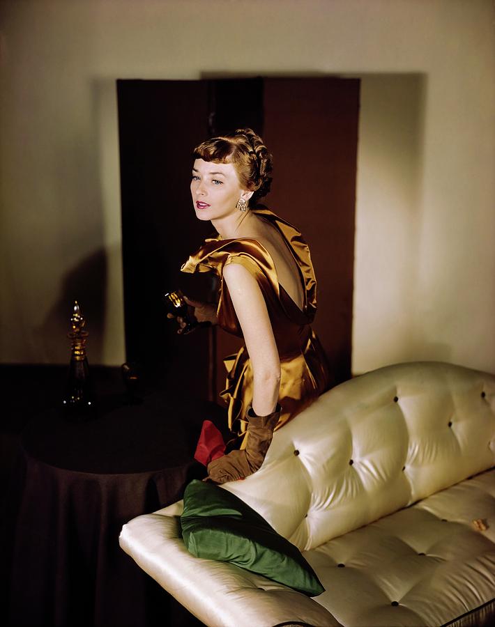 Model In A Ceil Chapman Dress Photograph by Horst P. Horst
