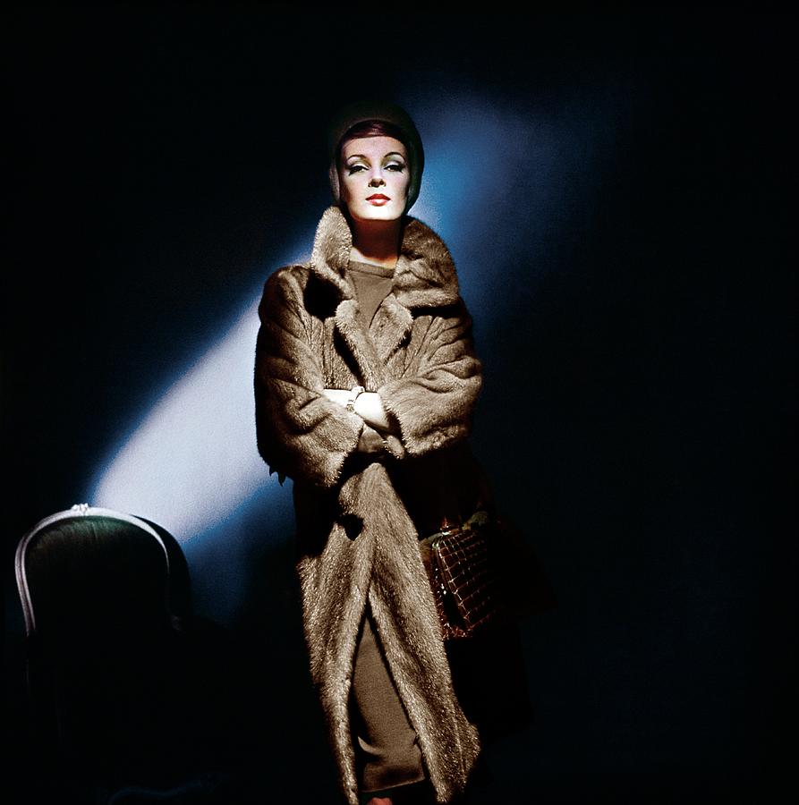Model In A David Mink Coat Photograph by Horst P. Horst