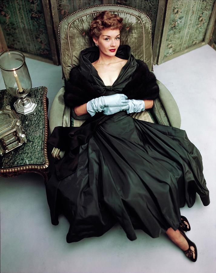 Model In A Mark Mooring Dress Photograph by Horst P. Horst