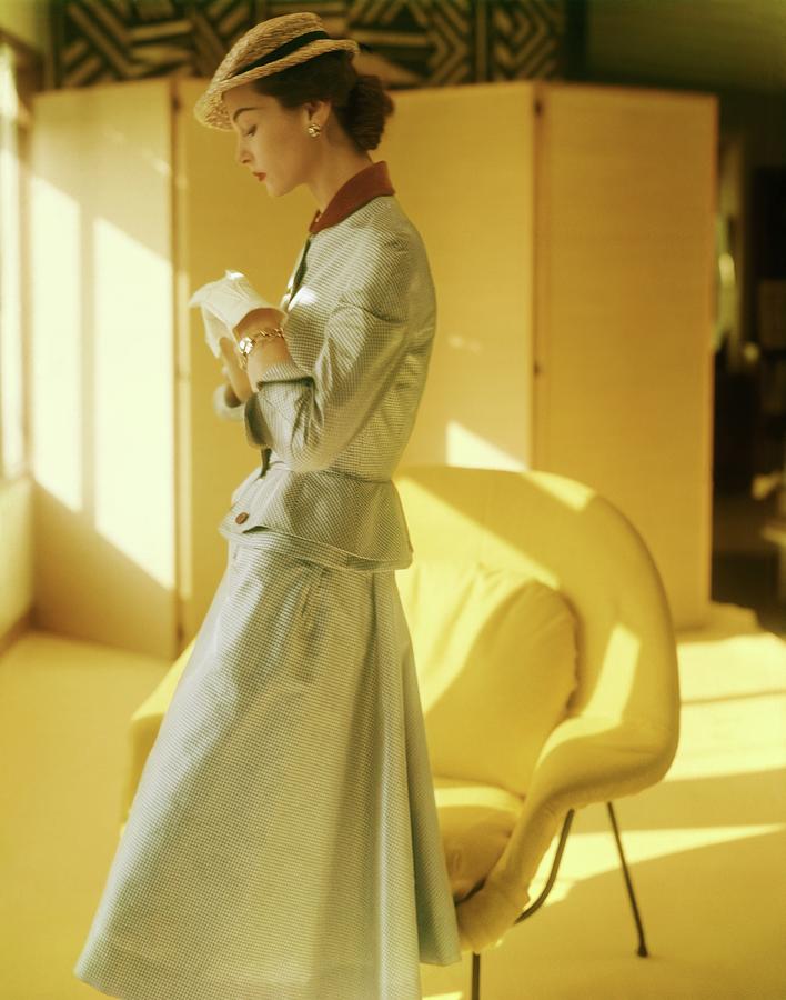 Model In A Mollie Parnis Suit Photograph by Horst P. Horst
