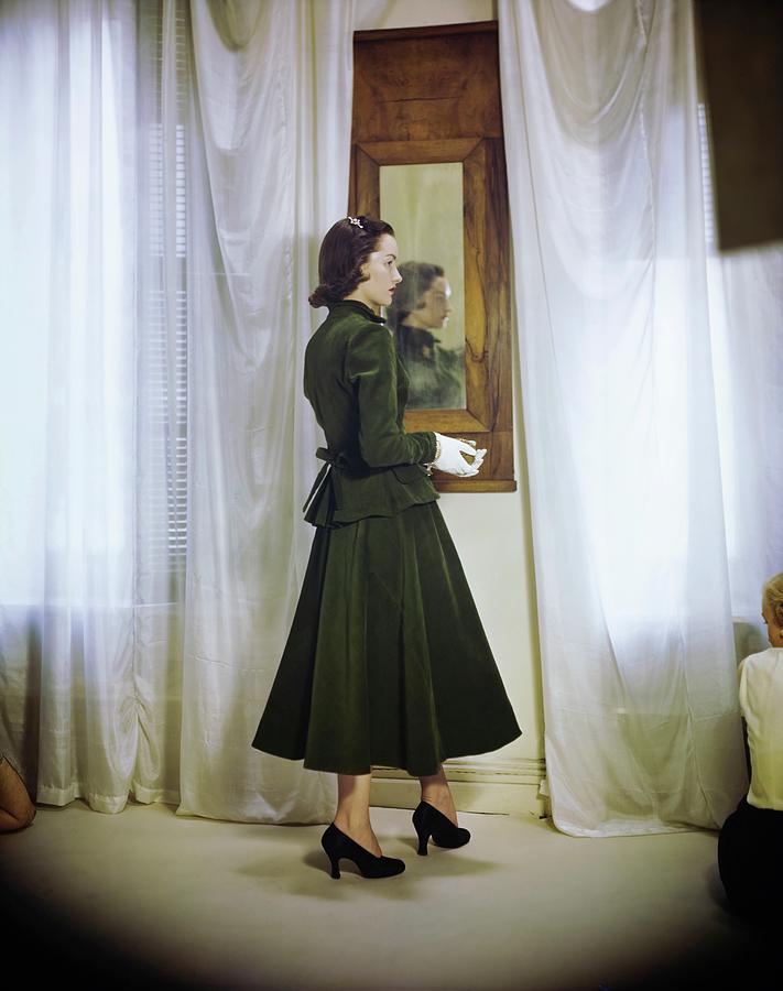 Model In A Moss Green Suit Photograph by Frances McLaughlin-Gill