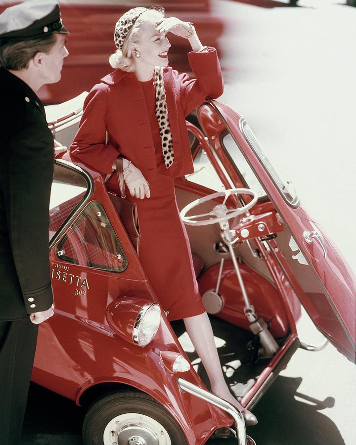 Model In A Red Bmw Photograph by Elia Kazan