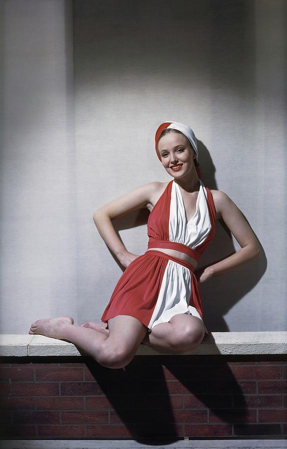 Model In A Swimsuit Ensemble Photograph by Horst P. Horst