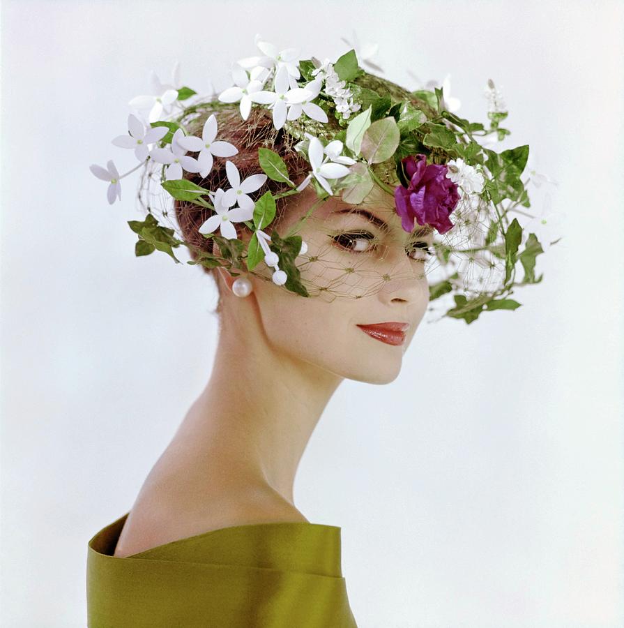 Model In A Veiled Hat With Flowers Photograph by Leombruno-Bodi