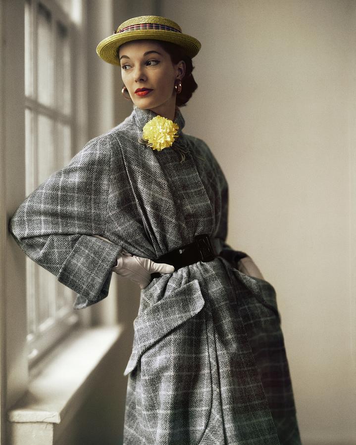 Model In A Willi Plaid Coat Photograph by Horst P. Horst