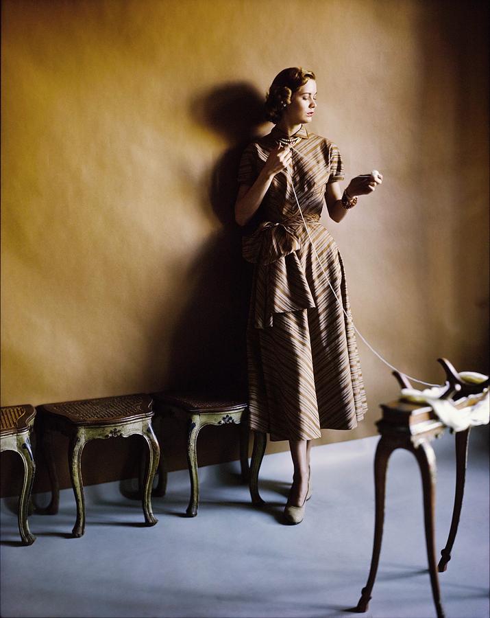 Model In An Adele Simpson Dress Photograph by Horst P. Horst