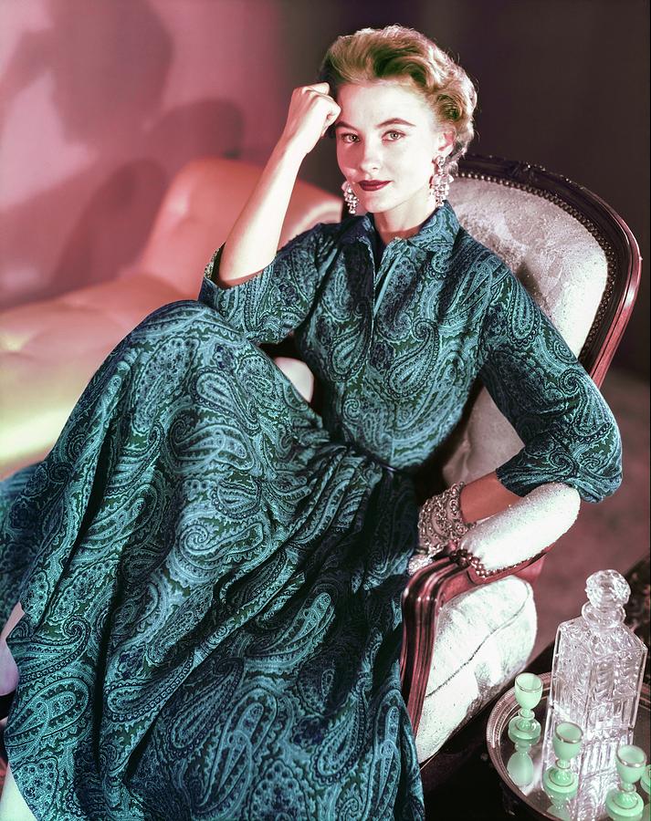Model In An Anne Fogarty Dress Photograph by Horst P. Horst