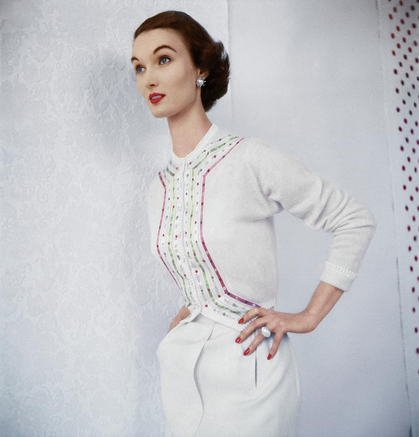 Model In Evelyn Gates Cashmere Photograph by Horst P. Horst