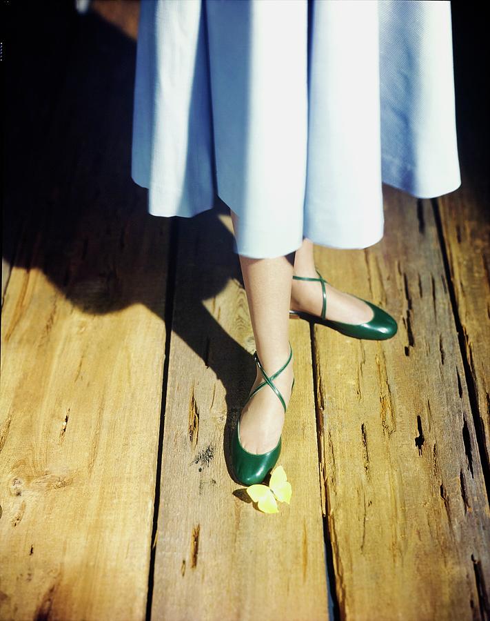 Model In Green Capezio Shoes Photograph by Horst P. Horst