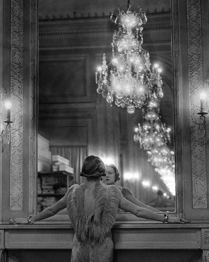 Model In Ostrich Feather-trimmed Gown Pa Photograph by Alfred Eisenstaedt Model In Ostrich Feather-trimmed Gown Pa Photograph by Alfred Eisenstaedt