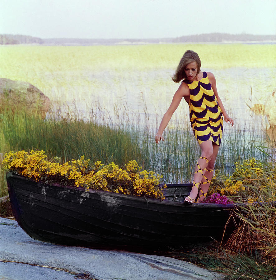 Model In Rowboat Filled With Yellow Flowers Photograph by Gordon Parks Model In Rowboat Filled With Yellow Flowers Photograph by Gordon Parks