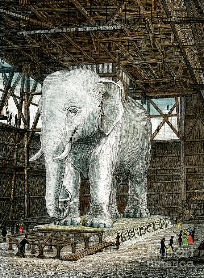Model Of The Elephant Of The Place De Drawing by Print Collector