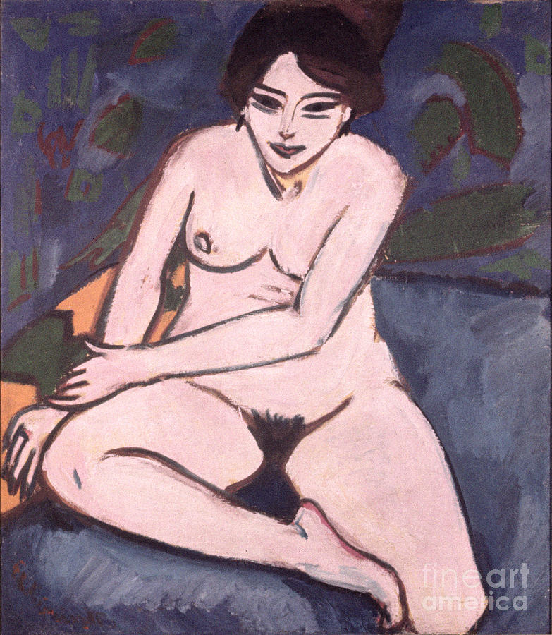 Model On Blue Ground, 1906 Painting by Ernst Ludwig Kirchner