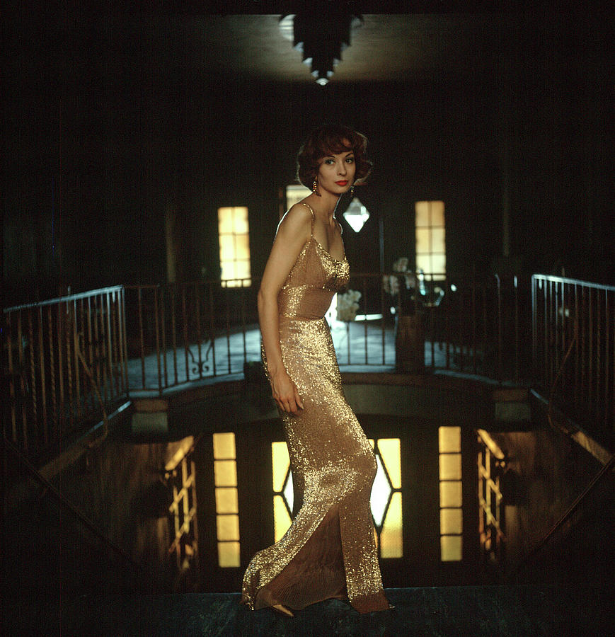 Model Wearing Gold-beaded Sheath Gown Photograph by Gordon Parks Model Wearing Gold-beaded Sheath Gown Photograph by Gordon Parks