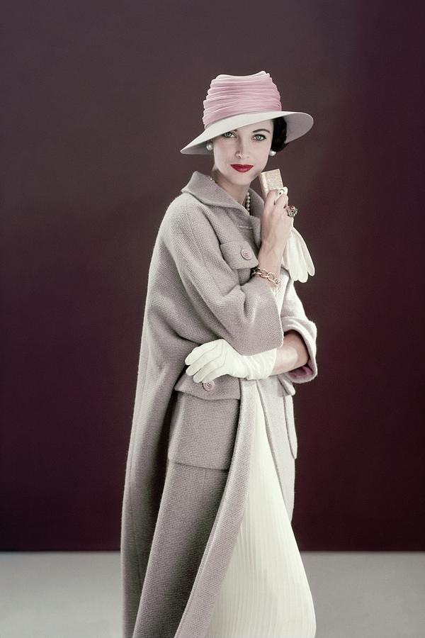 Model Wearing Long Coat And Side Tilted Hat Photograph by Frances McLaughlin-Gill
