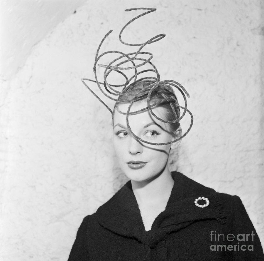Model Wearing Wire Hat Photograph by Bettmann