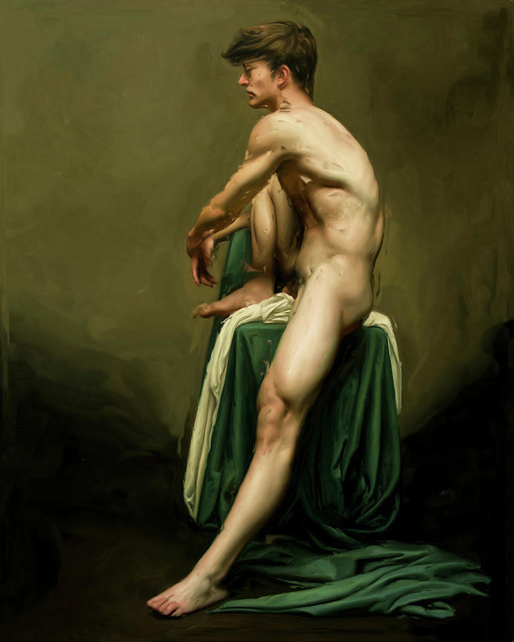 Model with Raised Knee  Painting by Troy Caperton