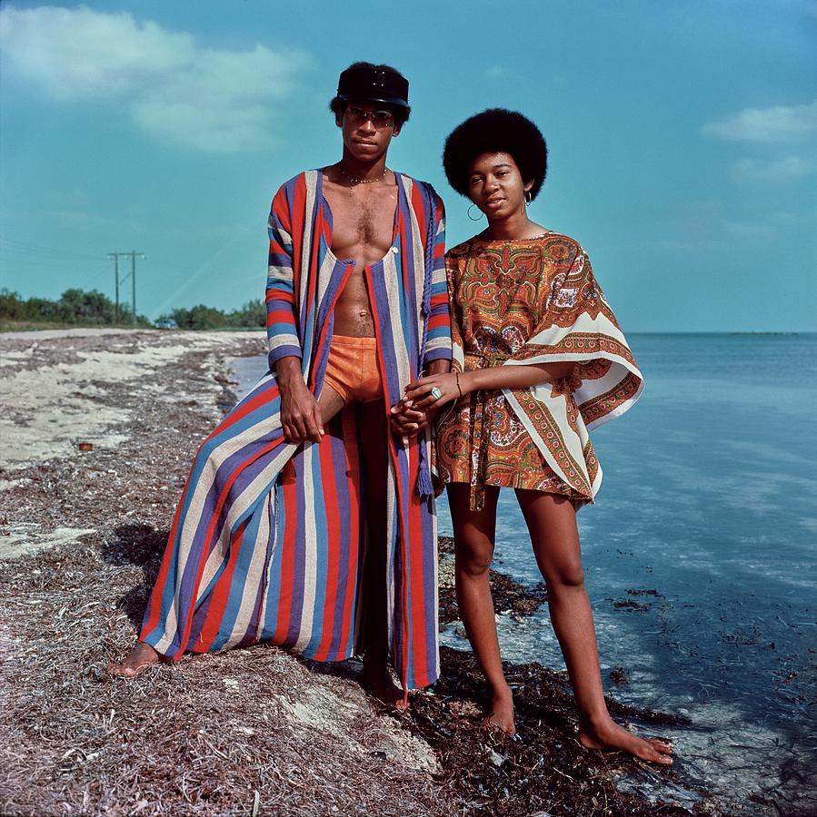 Models In Caftans On The Beach Photograph by Peter Hujar
