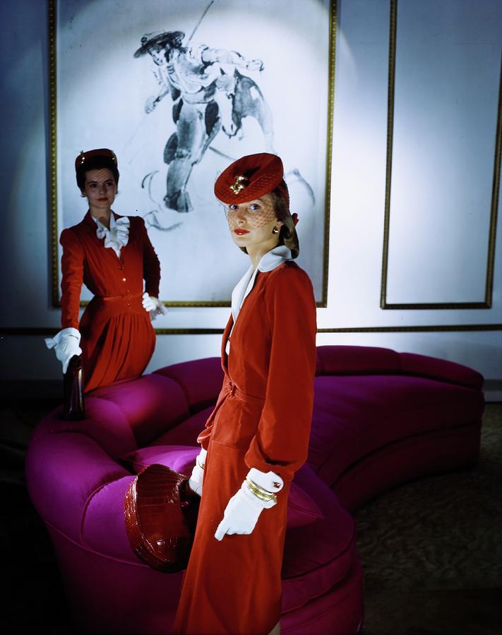 Models In Dresses And Berets Photograph by Horst P. Horst