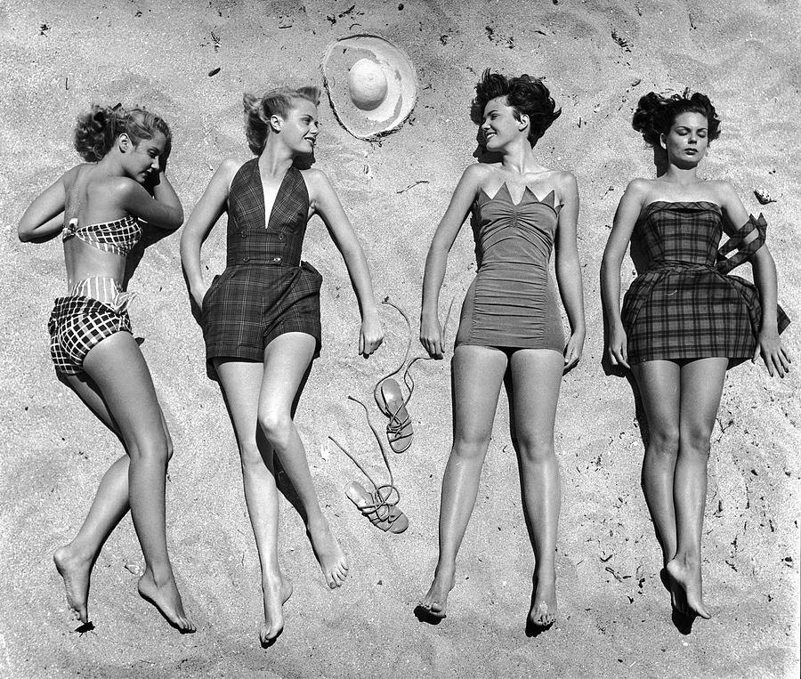 Models Lying On Beach To Display Photograph by Nina Leen Models Lying On Beach To Display Photograph by Nina Leen