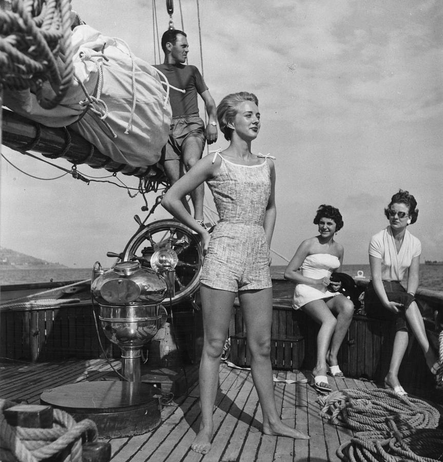 Models On A Boat Photograph by Bert Hardy