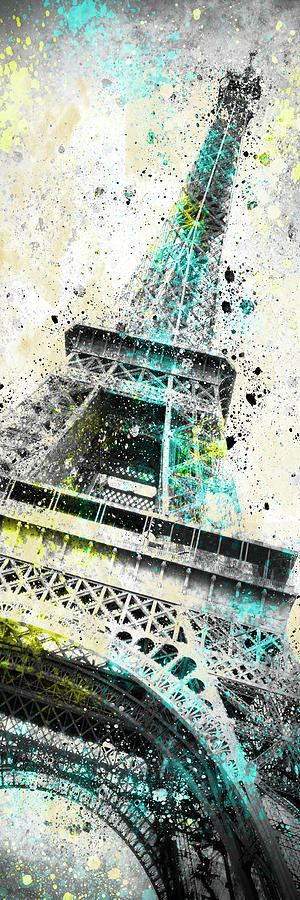Paris Mixed Media - Modern Art Eiffel Tower Splashes - Panorama by Melanie Viola
