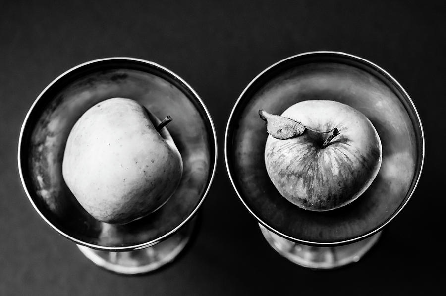 Still Life Photograph - Modern Black and White Still Life with Apples   by Maggie Terlecki