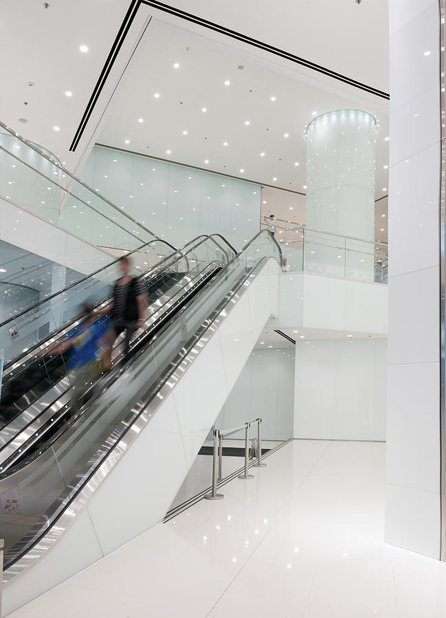 Modern Business & Shopping Escalator Photograph by 4fr