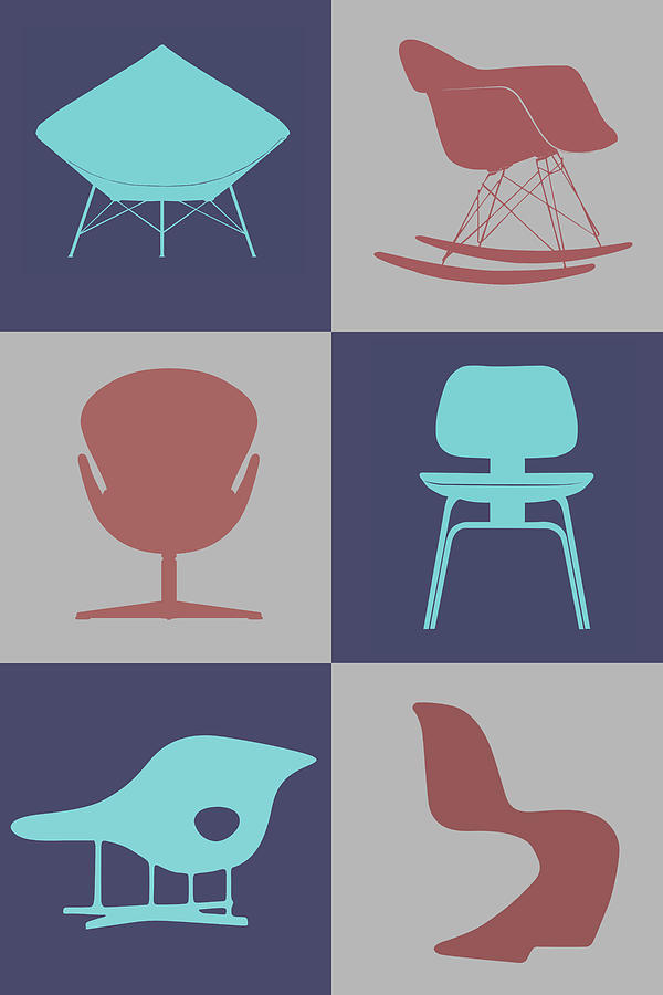 Mid-century Digital Art - Modern Chair Collection by Naxart Studio Mid-century Digital Art - Modern Chair Collection by Naxart Studio