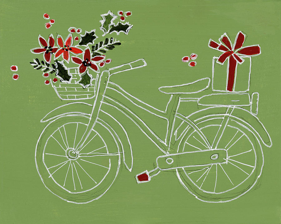 Christmas Mixed Media - Modern Christmas Bicycle by Lanie Loreth
