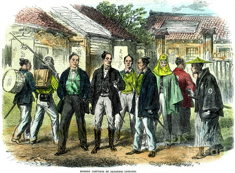 Engraving Drawing - Modern Costumes Of Japanese Officers by Print Collector