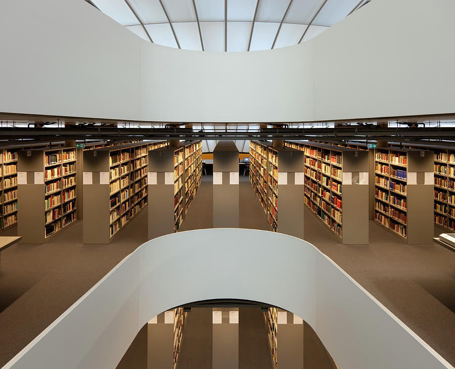 Modern Design Library With Rows Of Photograph by Sebastian-julian