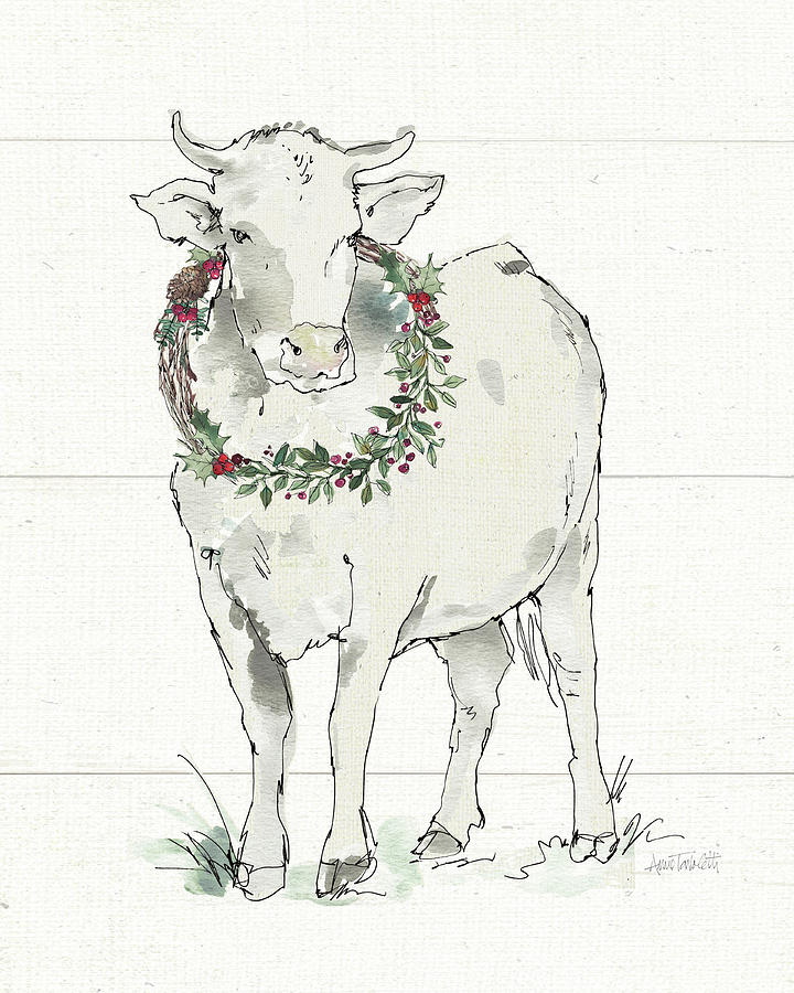 Animal Mixed Media - Modern Farmhouse X Christmas White by Anne Tavoletti
